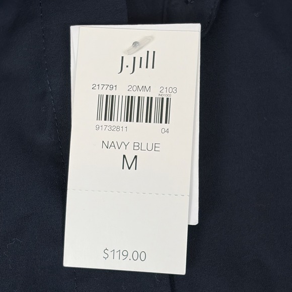 J Jill Pleated Back Shirt Dress Size M Navy Minimalist Blue Collared Button NWT - Picture 5 of 13